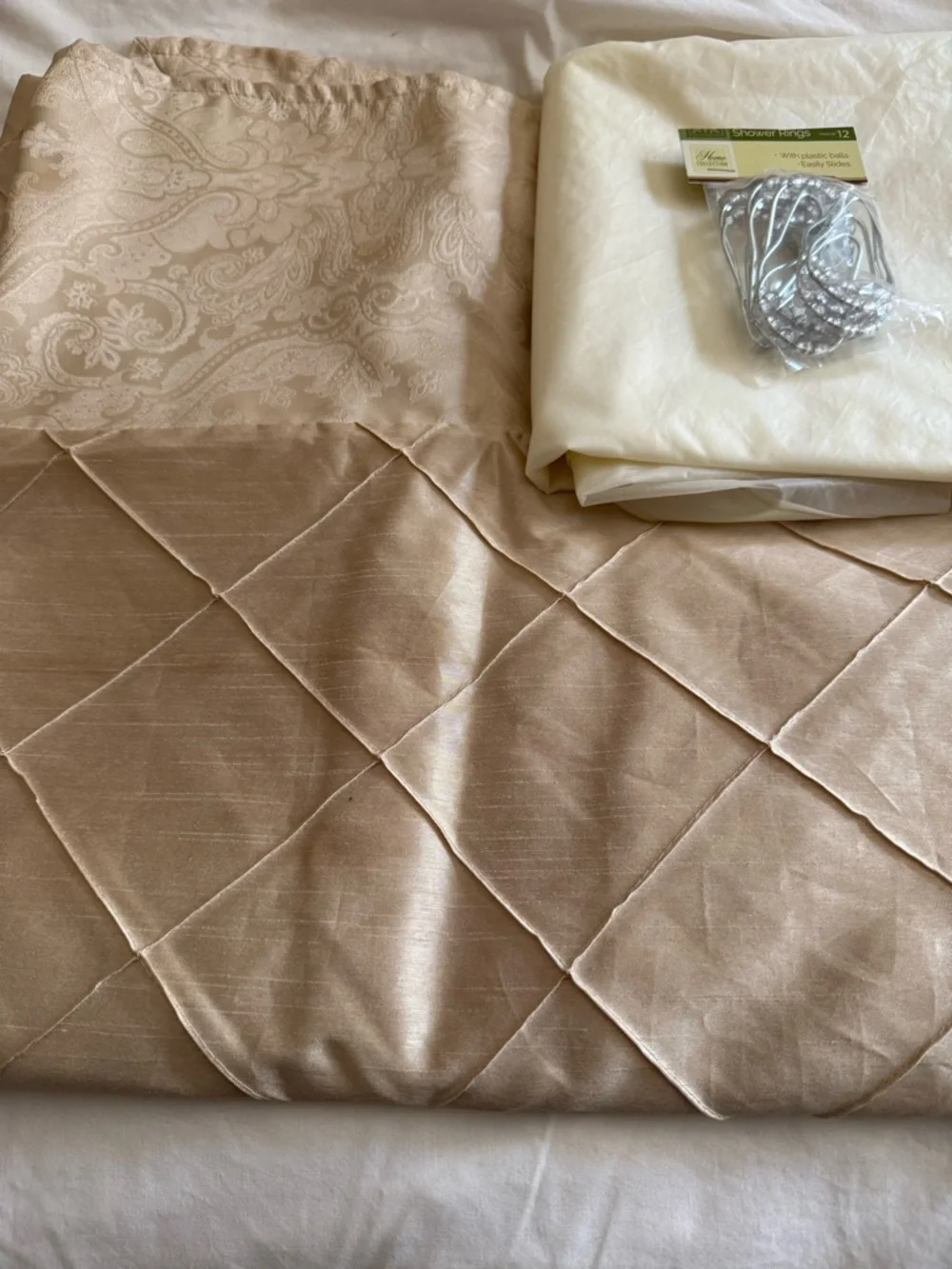 Bombay Neutral Champagne-Tan Textured Shower curtain